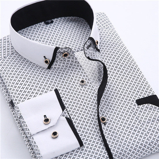 Big Size 4XL Men Dress Shirt 2016 New Arrival Long Sleeve Slim Fit Button Down Collar High Quality Printed Business Shirts M014