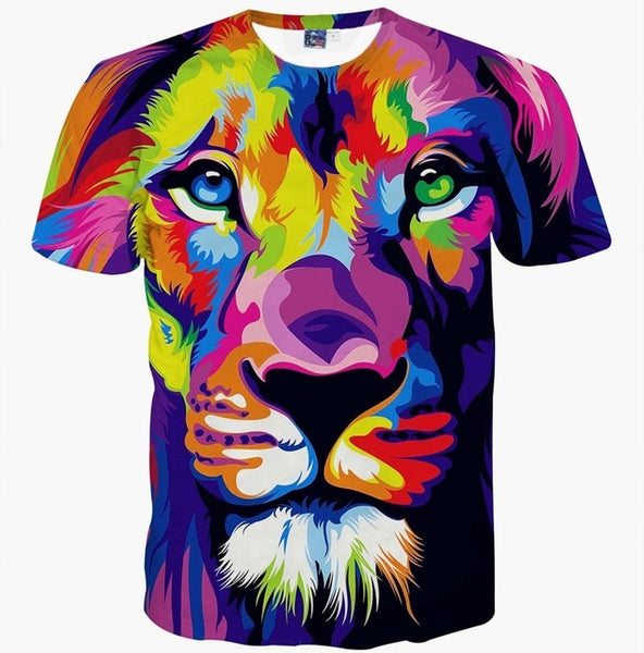 Mr.1991INC New Fashion Men/women 3d t-shirt funny print colorful hair Lion King summer cool t shirt street wear tops tees