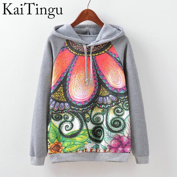 KaiTingu Brand Fashion Autumn Winter Long Sleeve Women Sweatshirt Harajuku Owl Print Hoodies Hooded Tracksuit Jumper Pullover