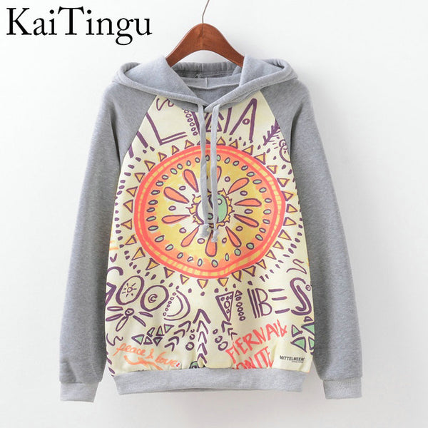 KaiTingu Brand Fashion Autumn Winter Long Sleeve Women Sweatshirt Harajuku Owl Print Hoodies Hooded Tracksuit Jumper Pullover