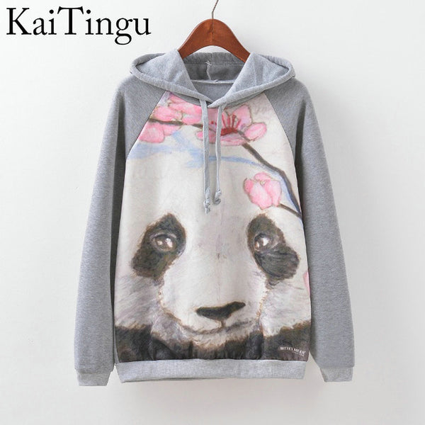 KaiTingu Brand Fashion Autumn Winter Long Sleeve Women Sweatshirt Harajuku Owl Print Hoodies Hooded Tracksuit Jumper Pullover