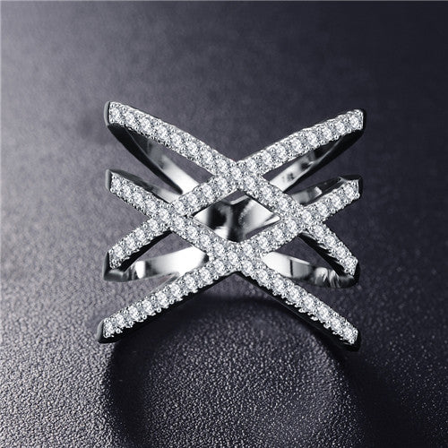 Hot!Bottom Price Only 2 Weeks Fashion Rings for Women Double Letter X Shape Ring Zirconia Micro Paved Women Anel