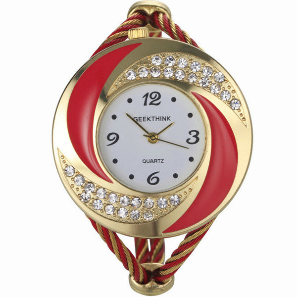 Rhinestone Whirlwind Design Metal Weave Clock female Dress Girls Bracelet Bangle Quartz Watch Woman Wristwatch Siver relojes
