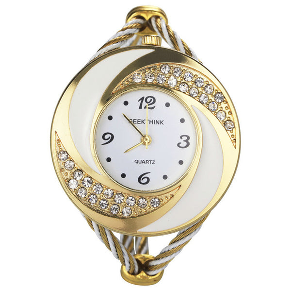 Rhinestone Whirlwind Design Metal Weave Clock female Dress Girls Bracelet Bangle Quartz Watch Woman Wristwatch Siver relojes