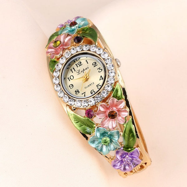 Lvpai Watches 2016 Hot Sale Fashion Casual Women Bracelet Watch Alloy Flowers Diamond Wrist Watches Dress Quartz Watch