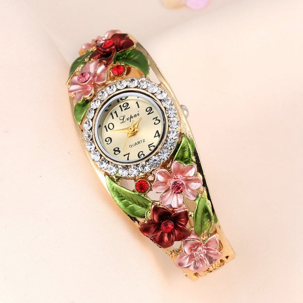 Lvpai Watches 2016 Hot Sale Fashion Casual Women Bracelet Watch Alloy Flowers Diamond Wrist Watches Dress Quartz Watch