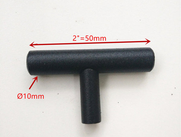 Diameter 10mm Matt Black Stainless Steel Kitchen Door Cabinet T Bar Handle Pull Knob 2" ~ 24''