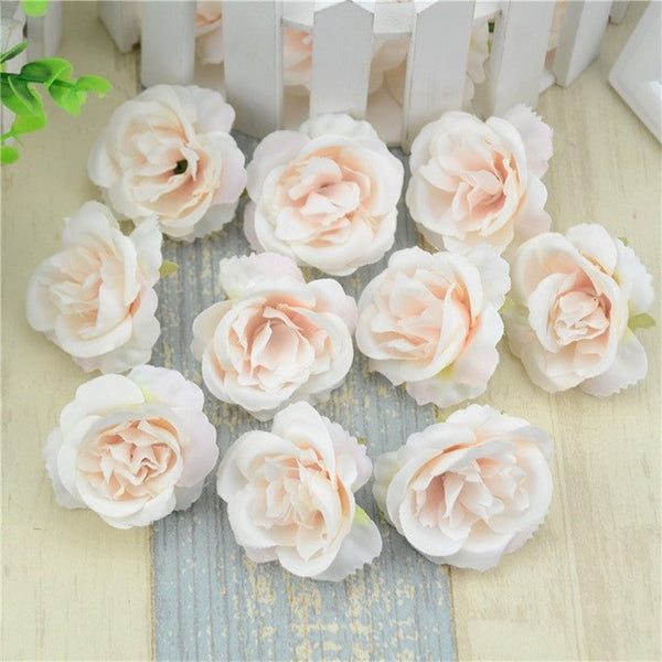 10pcs/lot Mini Artificial Flowers Silk Roses Heads For Wedding Decoration Party Fake Scrapbooking Floral Wreath Home Accessories