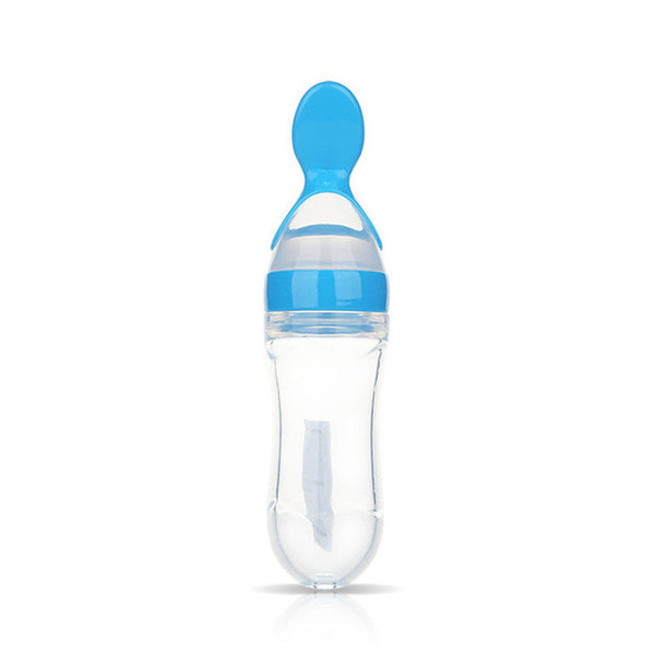 Monkids 5 Colors Infant Silica Gel Baby Feeding Bottle With Spoon Food Supplement Rice Cereal Bottle 2017 New Arrival