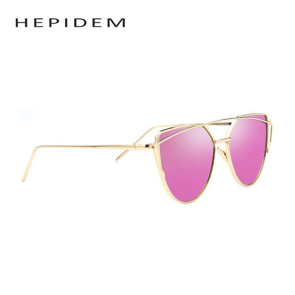 2016 New Women 6 Colour Luxury Cat Eye Sunglasses Women Sunglasses Double-Deck Alloy Frame UV400 Sexy Sun Glasses HEPIDEM