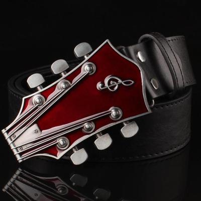 Fashion Men's belt metal buckle belts Retro guitar  Street Dance accessories Performance apparel hip hop  waistband novel belt