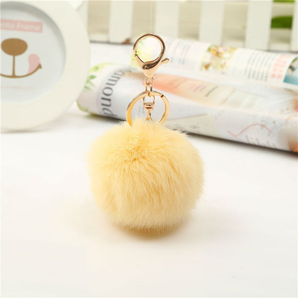 Luxury Fluffy Fur Keychain Soft Heart Lovely Heart Shape Pompons 8CM Genuine Rabbit Fur Ball Car Handbag Key Ring Multicolor