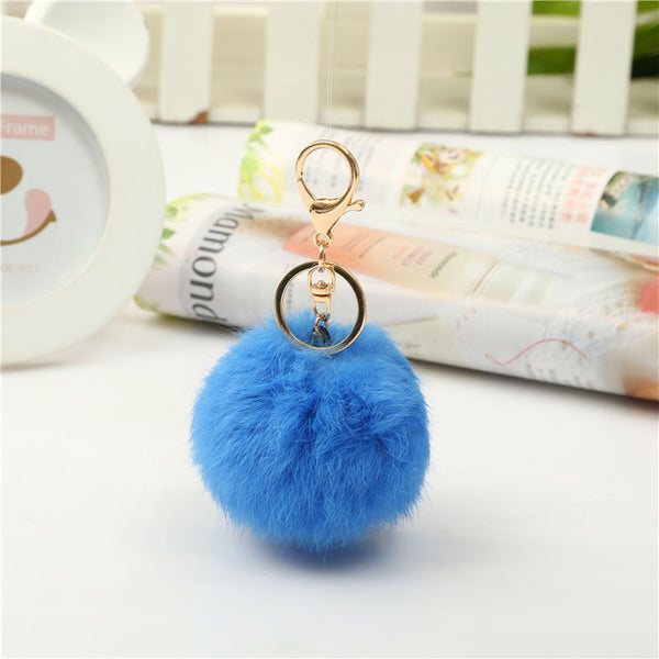 Luxury Fluffy Fur Keychain Soft Heart Lovely Heart Shape Pompons 8CM Genuine Rabbit Fur Ball Car Handbag Key Ring Multicolor