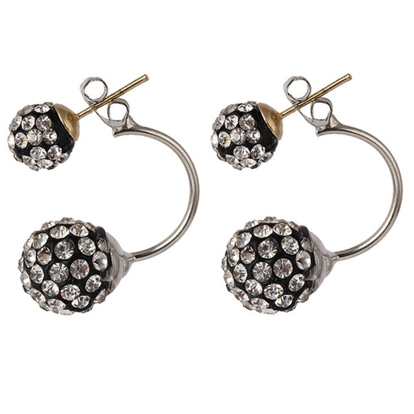 High Quality Double Side Earrings,Fashion Crystal Disco Ball Shamballa Stud Earrings For Fashion Women Party Jewelry Wholesale