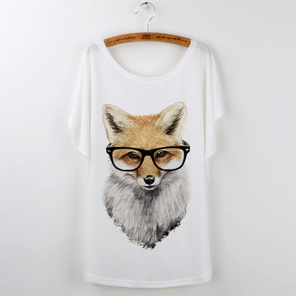 Summer Tops 2017 Animal T-Shirt Women Clothing Harajuku Cute Fox Short Sleeve White T Shirt Camiseta Feminina Tee Shirt Femme