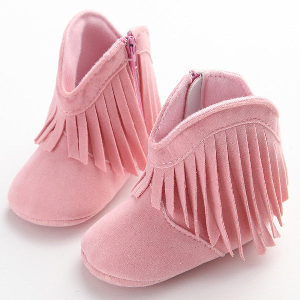 Moccasin Moccs Newborn Baby Girl Boy Kids Prewalker Solid Fringe Shoes Infant Toddler Soft Soled Anti-slip Boots Booties 0-1Yea