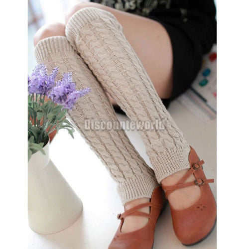 Hot New 2017 Fashion Women Ladies Winter Knit Crochet Leg Warmers Knee High Trim Boot Legging Warmer High Quality Cheap