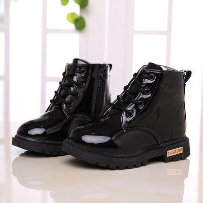 2016 New Winter Children Snow Boots PU Leather Waterproof Kids Velvet Martin Boots Boys Girls Casual Shoes Fashion Sneakers