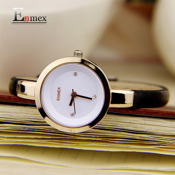 2017 festival Memorial Day gift Enmex women creative slim strap wristwatch  brief design elegance fashion quartz lady watches