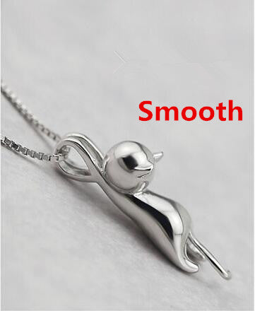 Genuine 925 Sterling Silver Necklaces Cats Pendants&Necklaces Sterling Silver 925 Kitty Necklace Fine Jewelry Colar de Plata D1