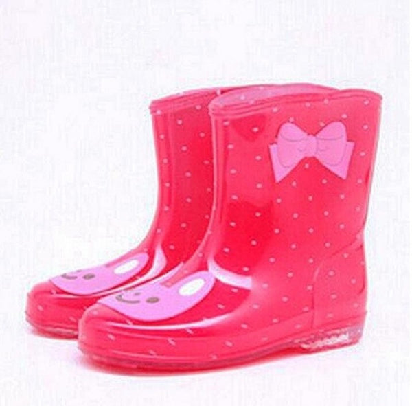 Koovan Children Rain Boots 2017 New Rainning Warm Rainboots Boys Girls Cartoon Children's  Rubber Babys Shoes Toddler Kids Boats