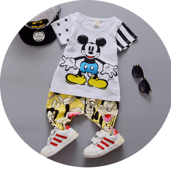 2016 New Summer baby sets boys clothes cotton o-neck shorts with character print children toolders clothing set suit A122-A159