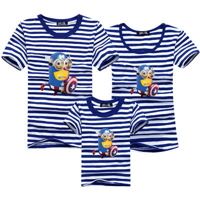 1piece New Fashion Family Matching Outfits T-shirt For mother father Baby Family fitted short-sleeved Navy Stripped Family Shirt