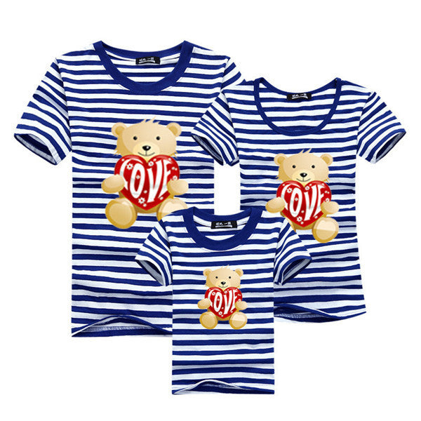 1piece New Fashion Family Matching Outfits T-shirt For mother father Baby Family fitted short-sleeved Navy Stripped Family Shirt