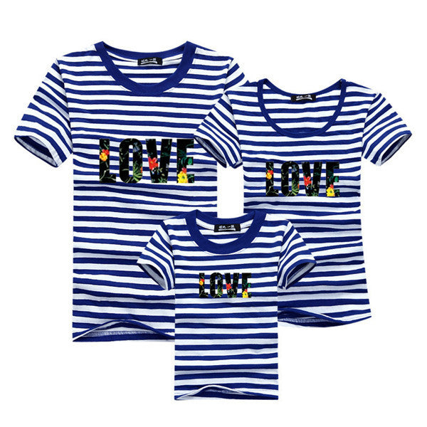 1piece New Fashion Family Matching Outfits T-shirt For mother father Baby Family fitted short-sleeved Navy Stripped Family Shirt