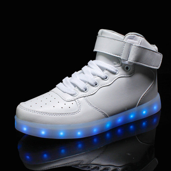 2017 New Kids Boys Girls USB Charger Led Light Shoes High Top Luminous Sneakers casual Lace Up Shoes Unisex Sports for children