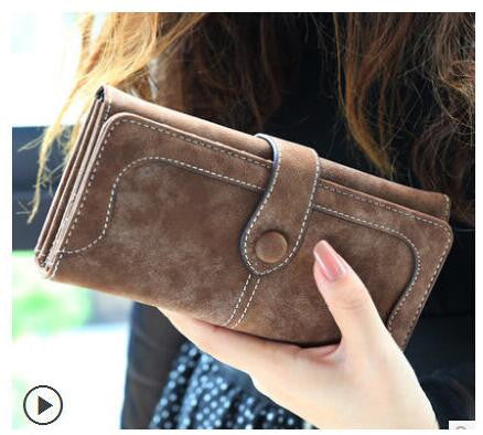 New Arrive 2017 Fashion Retro Matte Stitching Wallet Women Long Purse Clutch Women Casual Hasp Dollar Price Wallet Handbag