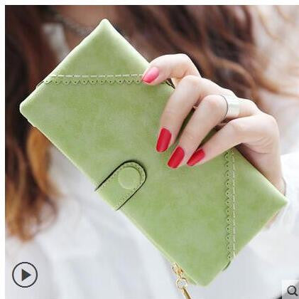 New Arrive 2017 Fashion Retro Matte Stitching Wallet Women Long Purse Clutch Women Casual Hasp Dollar Price Wallet Handbag