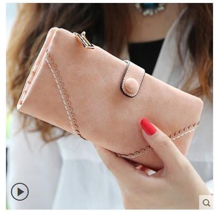 New Arrive 2017 Fashion Retro Matte Stitching Wallet Women Long Purse Clutch Women Casual Hasp Dollar Price Wallet Handbag