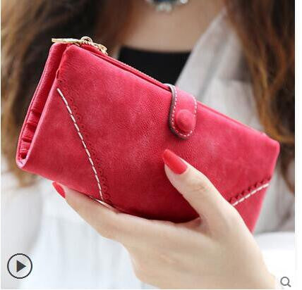 New Arrive 2017 Fashion Retro Matte Stitching Wallet Women Long Purse Clutch Women Casual Hasp Dollar Price Wallet Handbag