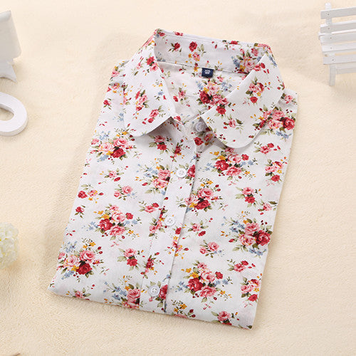 Clearance! Women Blouses Turn Down Collar Floral Blouse Long Sleeve Shirt Women Camisas Femininas Women Tops And Blouses Fashion