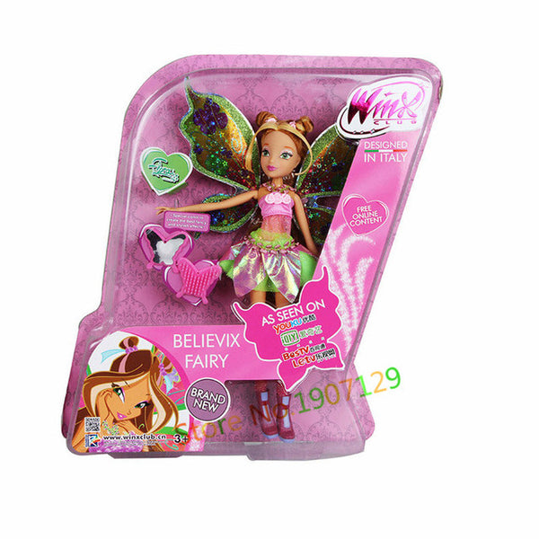 BIG!! 28CM High Winx Club Doll rainbow colorful girl Action Figures Dolls with Wing and Mirror Comb  Classic Toys For Girls Gift