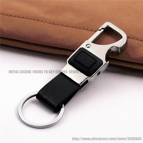QOONG Custom Lettering Men Leather Key Chain Metal Car Key Ring Multifunctional Tool Key Holder LED,Bottle Opener Keychain 2-001