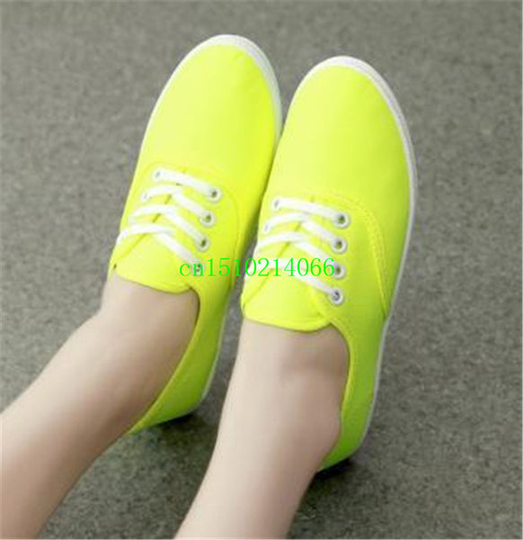 Lady candy color flat shoes with non-slip cow muscle casual shoes new women shoes multicolor canvas shoes  Large size 35 - 42