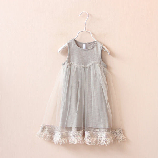 new 2017 fashion style summer Girls baby tassel dress children mesh dresses for girl children clothing