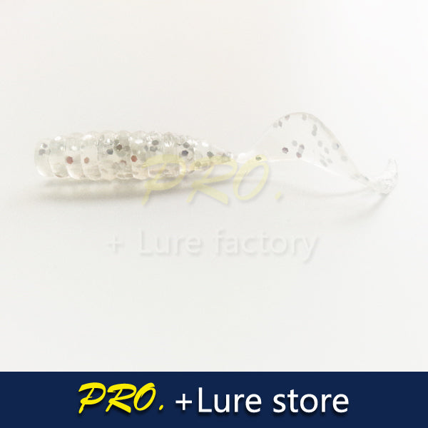 100pcs Soft plastic artificial isca pesca circle tail protein Grub lure fishing worm moggot grub lure baits 4cm