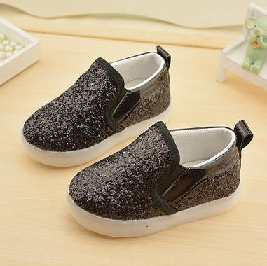 Baby Girls boy LED Light Shoes Toddler Anti-Slip Sports Boots Kids Sneakers Children Cartoon Sequins PU Flats size 21-30 New 183