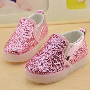 Baby Girls boy LED Light Shoes Toddler Anti-Slip Sports Boots Kids Sneakers Children Cartoon Sequins PU Flats size 21-30 New 183