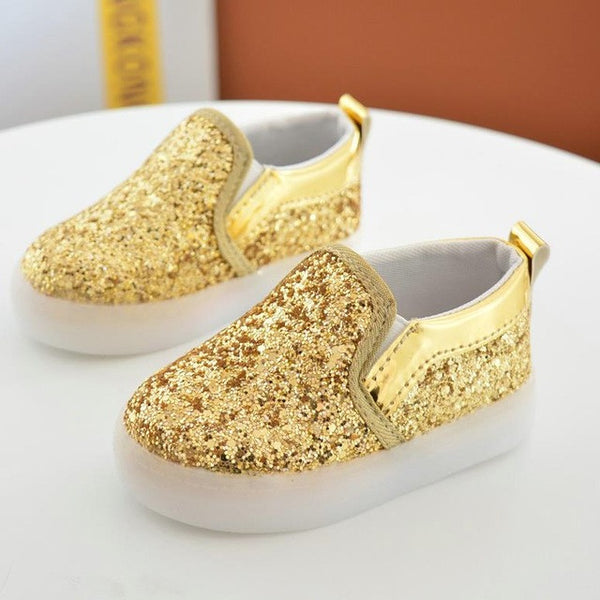 Baby Girls boy LED Light Shoes Toddler Anti-Slip Sports Boots Kids Sneakers Children Cartoon Sequins PU Flats size 21-30 New 183