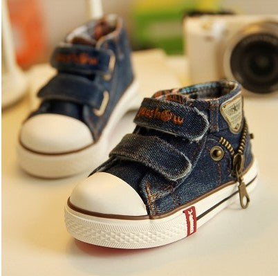New 2017 Spring Canvas Children Shoes Boys Sneakers Brand Kids Shoes for Girls Jeans Denim Flat Boots Baby Toddler Shoes