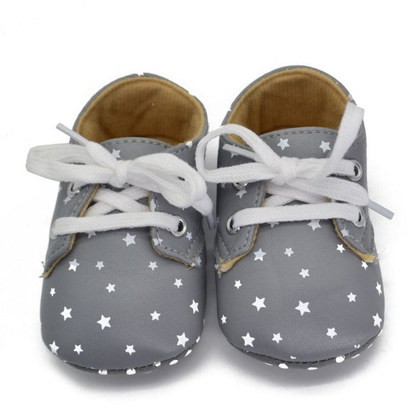 0-18M Newborn Kids Baby Shoes Star Pattern Lace Up Soft Sole Sneaker Crib Shoes L07