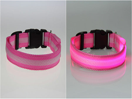 USPS Shipping 8 Color S M L Size Glow LED Dog Pet Cat Flashing Light Up Nylon Collar Night Safety Collars Supplies Dropship