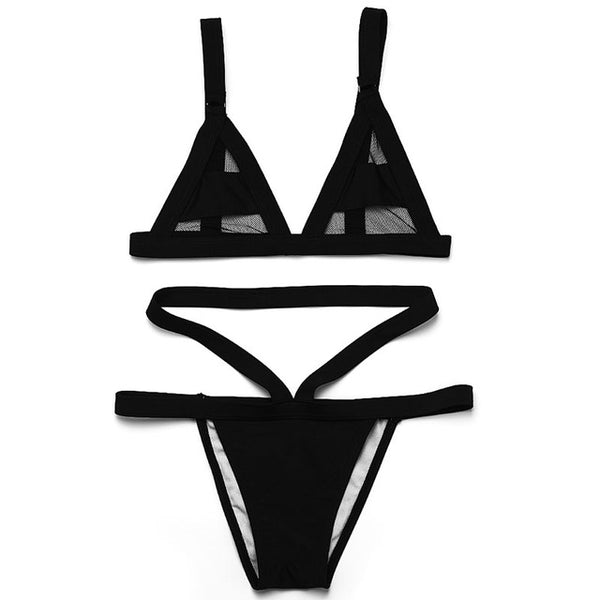 BANDEA bikini 2017 Women's Sexy Hollow Bandage Swimsuit Mesh Bikini Set Swimwear Sexy Mini String bandage bikini