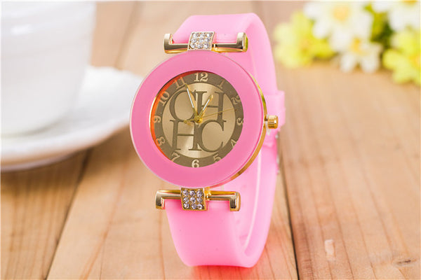 2017 New Fashion Brand Gold Geneva Casual Quartz Watch Women Crystal Silicone Watches Relogio Feminino Dress Wrist Watch Hot