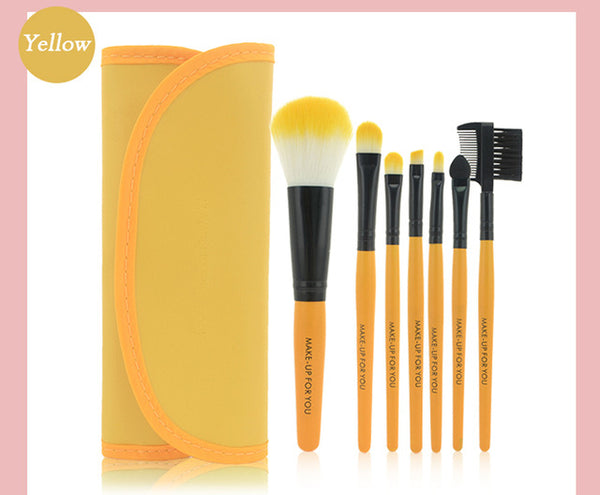 Professional 7 PCS Makeup Brushes Set Tools Make-up Toiletry Kit Wool Brand Make Up Brush Set Case Cosmetic Foundation Brush