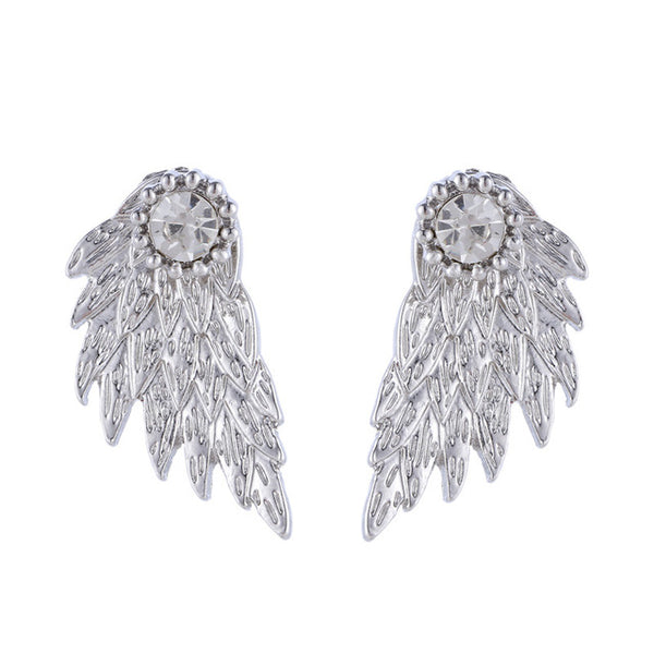 Women's Vintage Punk Angel Wings Alloy Crystal Ear Studs Earrings Fashion Jewelry More choices of colors for Party Wholesale